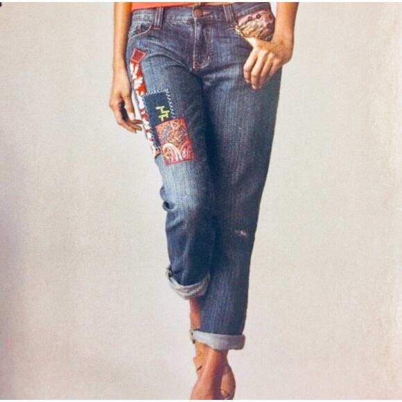 Cabi Patchwork Embroidered Slouchy Boyfriend Ankle Jeans Relaxed Boho womens 4 - Picture 8 of 15